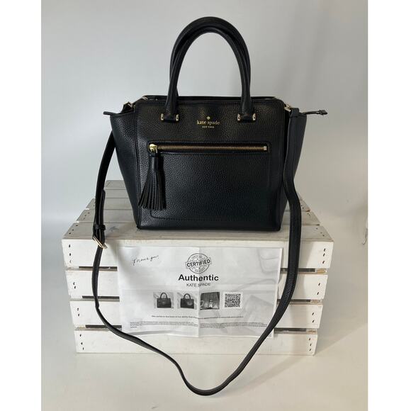 KATE SPADE BLACK PEBBLED LEATHER WOMENS MEDIUM CROSSBODY BAG - Picture 1 of 16